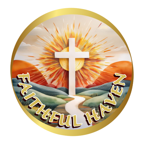 Logo is a path leading to a cross with sun in background